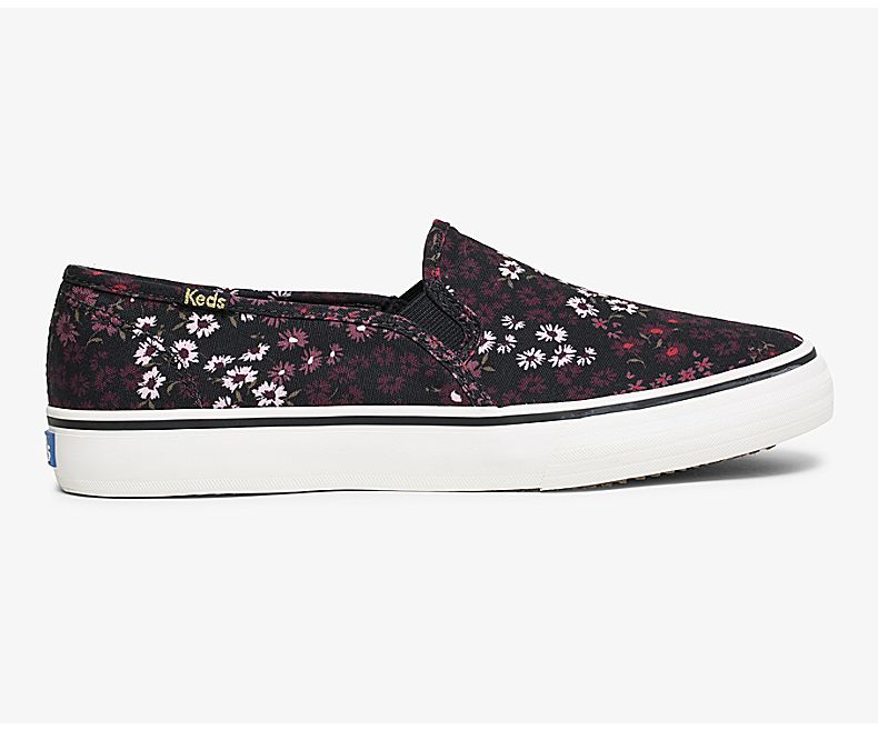 Keds Womens Black Multicolor Slip On Shoes - Keds Washable Double Decker Floral 950UFJQCI